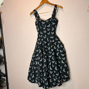 Vixen by Micheline Pitt bat print pinup dress fit and flare dark